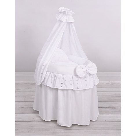 Cochecito de Muñecas - Moisés para Muñecas con Dosel - Blanco con Encaje Bordado (1/3)