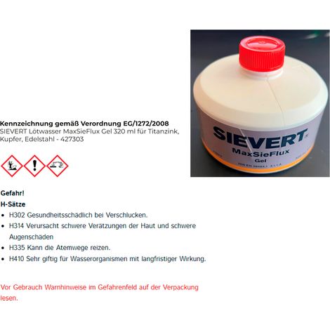 SIEVERT Flux de soudure MaxSieFlux Gel 320 ml pour zinc-titane, cuivre, acier inoxydable - 427303 (1/4)