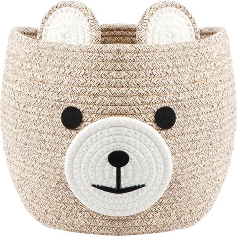 Grand panier pliable en corde de coton, 27x27x22 cm, avec poignée intégrée, pour chambre d’enfant