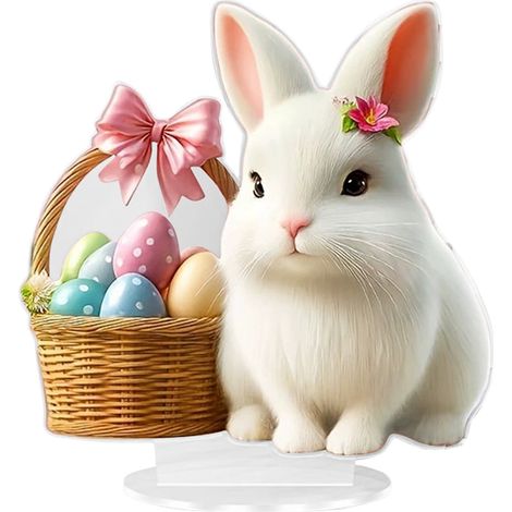 Ornement Acrylique Lapin De Pâques - Décor Plat Pour Armoire À Vin Salon Et Porte - Idéal Pour Fêtes Et Classes - Lot De 6 (1/5)