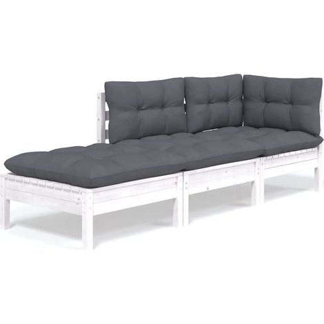 Salon de jardin 3 pcs Contemporain, Ensemble repas de jardin, avec coussins Bois de pin massif OIB2377E (1/5)