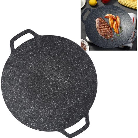 Poêle à griller antiadhésive de style coréen, gril teppanyaki d'extérieur, à gaz, comprend un sac de rangement Oxford (34 cm). (1/5)