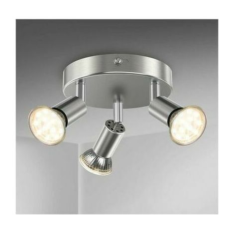 Foco LED empotrable, lámpara de techo, iluminación para baño, lámpara de baño, IP44, foco ajustable e inclinable, 3 bombillas GU10, 3 focos ajustables, luz cálida (1/5)