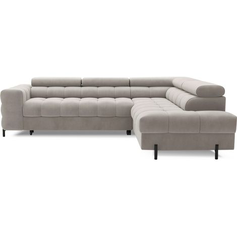 Sofá de esquina derecha FERRUM Beige con baúl para salón familiar 276x93x200cm (1/5)