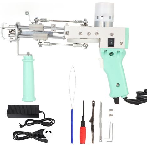 Kit de machine à touffeter tapis vert, 40 points par seconde, poignée réglable, outil de tissage tapis DIY, 100-240V prise AU (1/5)