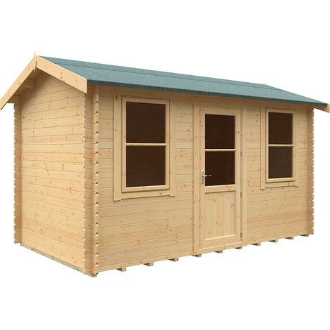 14x8 The Skipton 28mm Cabin - L415 x W235 x H262.3 cm - Solid Wood/Softwood/Pine - Natural