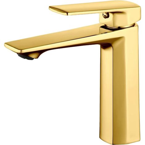 Copper core basin faucet for bathroom sinks and washbasins, hot and cold water faucets, gunmetal gray to gold finishes.