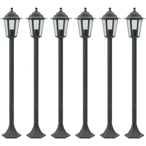 FIMEI Lampe de jardin à piquet 6 pcs E27 110 cm Aluminium Vert foncé (1/5)