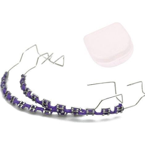 paire de brackets dentaires colorés, brackets métalliques temporaires, ligatures orthodontiques, violet (1/5)
