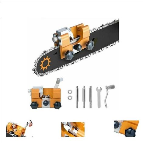 Kettensägenschärfgerät, Kettensägenkettenschärfset mit 3 Hartmetallschneiden, geeignet für alle Kettensägentypen, tragbares, handbetriebenes Kettensägenschärfgerät (1/5)