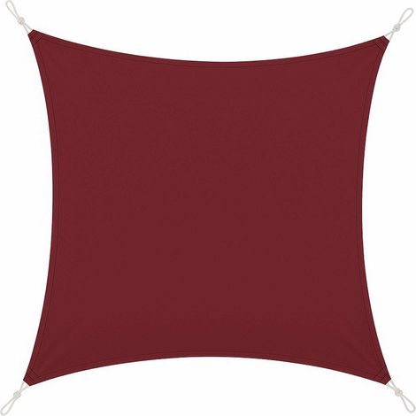 Toile d'ombrage carrée en Polyester Rouge Bordeaux 2 x 2 m, avec Crochets en métal et Sac de Transport (1/3)