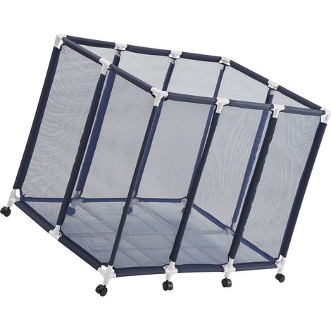 Mophorn Contenedor de almacenamiento para piscina, 122 x 84 x 99 cm, organizador con cesta de malla, estructura de plástico, ruedas con freno, capacidad para equipos de natación y juguetes flotantes (1/5)