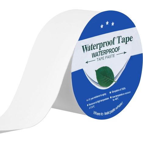 Butyl Tape, Blanc 5 cm x 5 m Ruban Étanche Autocollante pour Fuites, Ruban d'étanchéité pour Toits, Tuyaux (1/5)