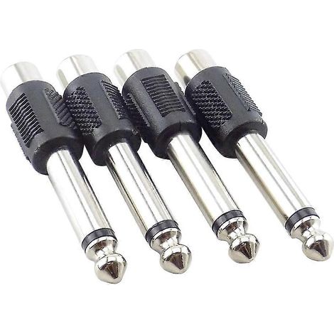 Lot de 4 adaptateurs audio stéréo mâle vers RCA femelle 1/4 pouce (6,35/6,5 mm)