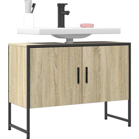Waschbeckenunterschrank Sonoma-Eiche 80x33x60 cm Holzwerkstoff