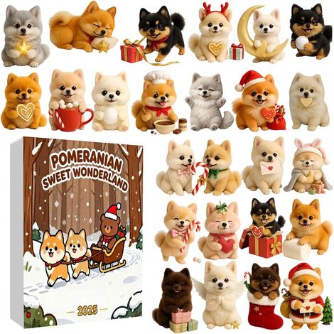 Calendrier de l'Avent 2025, décoration de Noël 2D en acrylique Calendrier de l'Avent 24 jours avec pendentif chien Pour hommes, femmes, adolescents, familles et amis (1/5)