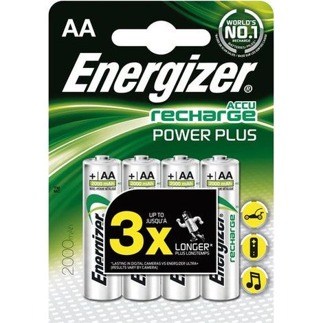 Energizer – Piles rechargeables AA 2000 mAh – Rechargeables jusqu'à 1000 fois – Conserve charge jusqu'à 12 mois – Écoresponsables avec 4% de matériaux recyclés (1/10)