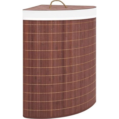 INLIFE Panier à linge d'angle Bambou Marron 60 L (1/5)