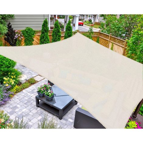 Voile d'ombrage rectangulaire 2 x 3 m – Toile anti-UV pour terrasse, jardin, pelouse et activités de plein air – Couleur crème (1/4)