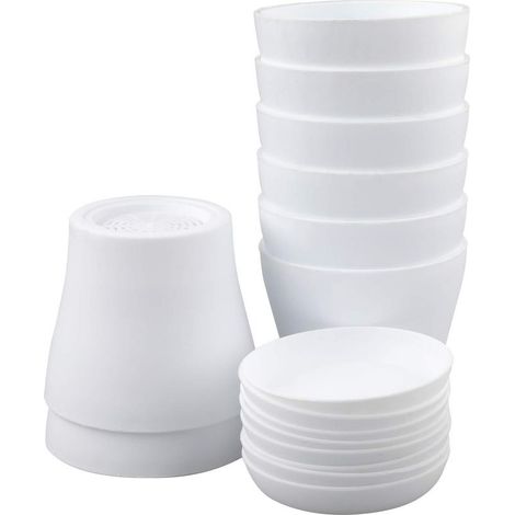 Set of 8 Small 10cm White Plastic Flower Pots for Office, Home, Desk with Trays/Pallets (1/5)
