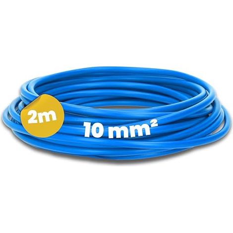 Kalitec 2m Câble H07V-K 10 mm² Bleu - Fil Souple de Câblage - Toron Cuivre