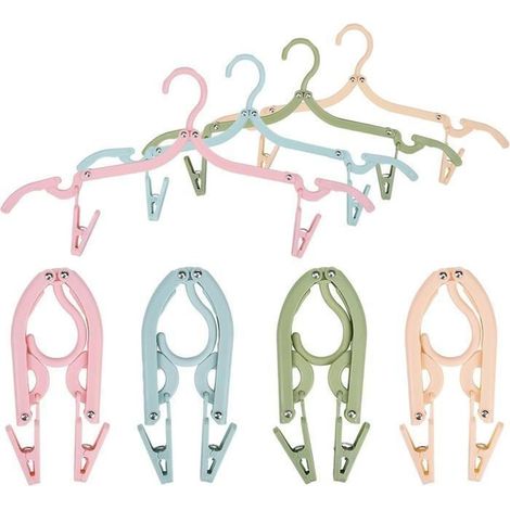 Lot de 8 Cintre pliable avec Pince - Portables Cintres Voyage en Plastique - Peu encombrants - Accessoires de Voyage