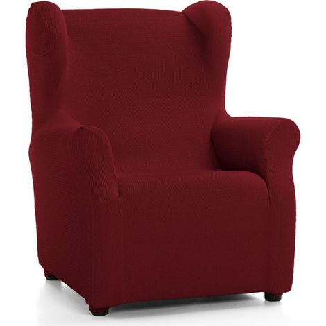 Housse de Fauteuil à Oreilles matelassée Ultra ajustée - Housse de Fauteuil à Oreilles Extensible en Couleur Bordeaux - fabriquée en Espagne (1/4)