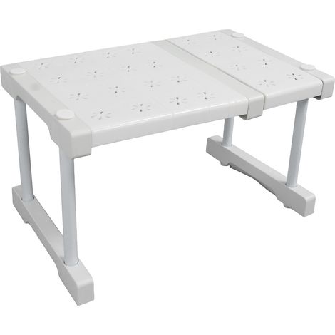 Étagère extensible sans perçage pour placard, ajustable gain de place, support sous évier, largeur 24cm, hauteur 22cm, longueur 27 à 38cm (1/5)