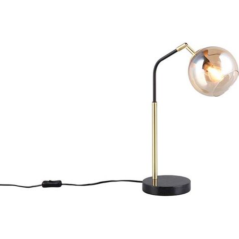 Lampe de table, lampe d'appoint, lampe de lecture, noir-doré, boule en verre E14, H 45 cm (1/5)