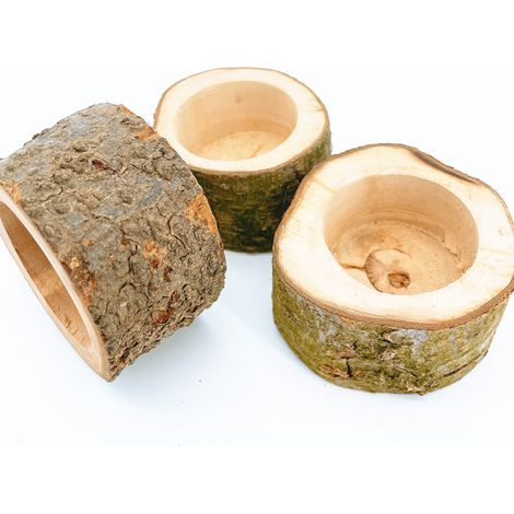 Ensemble de 3 gamelles en bois fruitier naturel pour hamsters – gamelle en bois non traité et jouet à mâcher pour hamsters syriens, hamsters nains, gerbilles, chinchillas, opossums, perroquets, tortue
