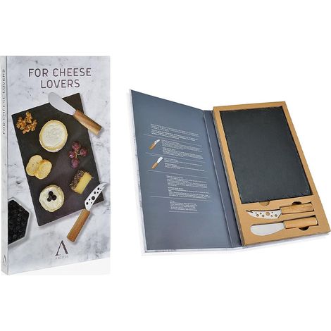 ANDREA HOUSE CC65019 Set 2 Cuchillos Queso con Tabla Pizarra Rectangular - ref: CC65019