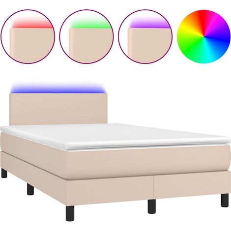 Maison Exclusive - Giroletto Molle Materasso e LED Cappuccino 120x200cm Similpelle (1/5)