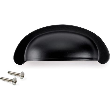 Emuca Maniglia per mobili Alberic, L77mm, interasse 64mm, Zama, Verniciato nero