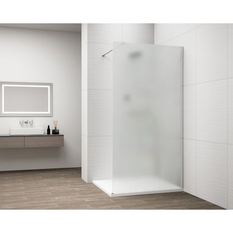 ESCA CHROME Panneau de douche monobloc en verre, montage mural, verre mat, 800 mm (1/4)