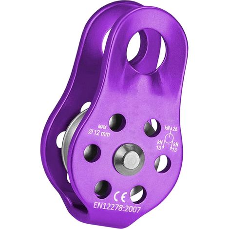 Poulie aluminium 26KN - Compatible cordes 12 mm - Réduction de friction escalade - Antirouille, légère - Pour cordes et ascension-Violet (1/5)