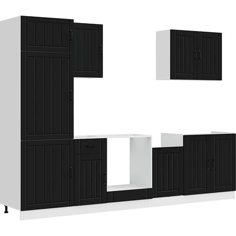 Maison Exclusive - 7dílná sada kuchyňských skříněk "Lucca" černý kompozit (1/5)