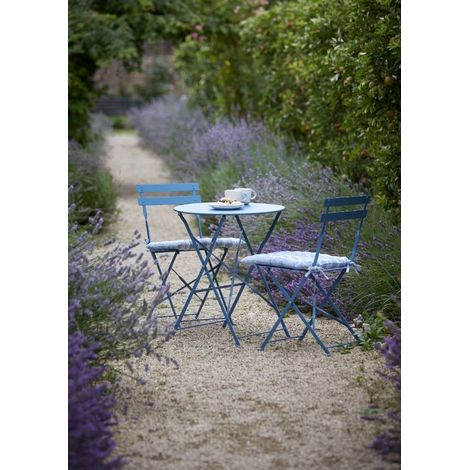 Garden Trading Outdoor Indoor Rive Droite Bistro Set Chairs Lulworth Blue Steel (1/2)