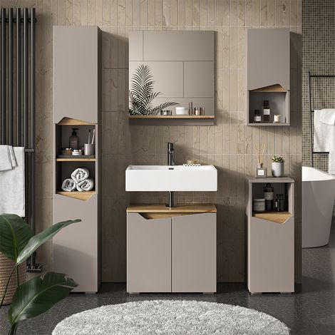 Conjunto de muebles de baño Marelle, Gris, 5 partes, Vicco