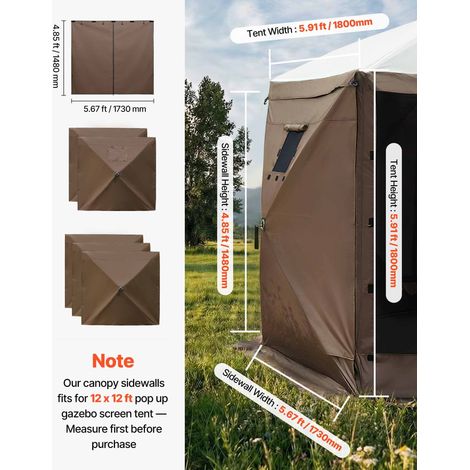 Paroi Latérale de Tonnelle 1,73x1,48 m Panneau Latéral de Tente Tonnelle Lot de 6 pour Événements Stands Vendeur, Imperméable, Coup… (1/5)