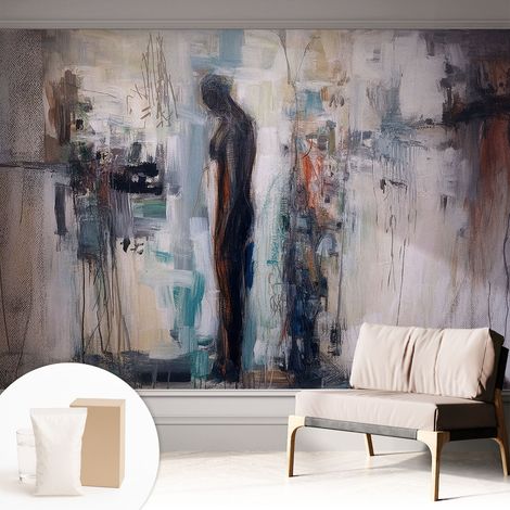 Tapete Dekorative Vliestapete mit Klebe für Wand - Mustertapete - moderne Einrichtung - für Büro Geheimnisvolle Gestalt 312x219 cm (1/5)