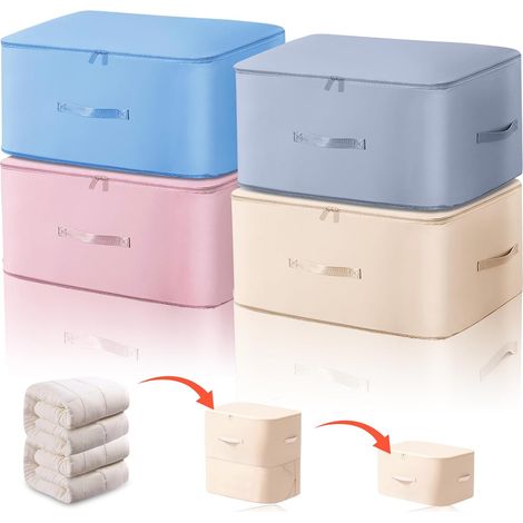 Pack of 3 Ultra Small Bulky Self-Compression Organizer, Stackable Compression Bag, Large Capacity 3 Layers, Duvets and Clothes, Travel Compression Bag 3 Colors (1/5)