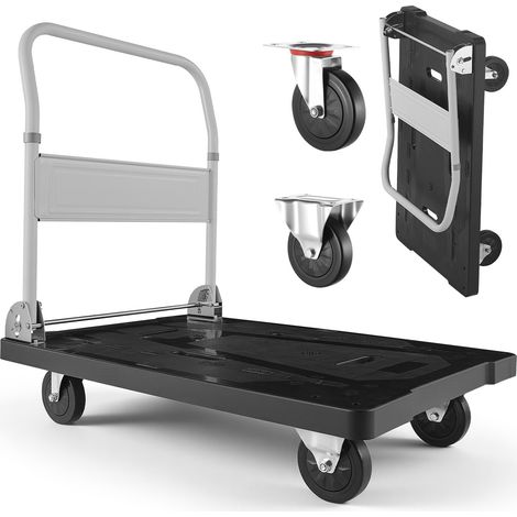 Chariot à Plateforme Pliable Charge 299,37 kg Chariot à Plateau Pliable 89,5x59,5 cm pour Manutention et Déplacer Objets Volumineux et Lourds, avec Roues Pivotantes, Poignée à Pousser Compacte (1/5)