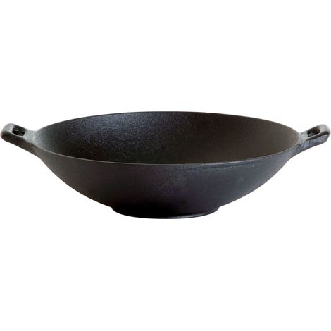 Gusseisenkuss® Gusseisenwok mit 2 Griffen Ø 25 cm Gusspfanne Gusseisen Wok (1/5)