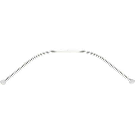 Barre de Douche télescopique Arrondie Tringle à Rideau pour Douche d'angle Matériel de Fixation Inclus Finition chromée Aluminium Inoxydable 80x80-90x90 cm 2.5 cm Argent Brillant (1/5)
