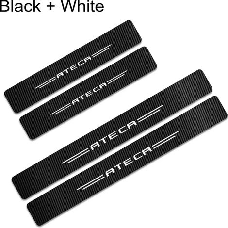 (Noir et blanc) Autocollants de seuil de portière,protections de pédales,plaques de protection en carbone,accessoires extérieurs pour Seat Ateca (1/3)