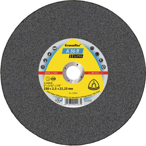 Disque à tronçonner MP SUPRA A 36 R D. 230 x 2,5 x 22,23 mm - Acier inoxydable - 123833 - Klingspor (1/2)