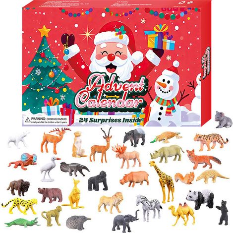 32-delige aftelkalender met dierenfiguurtjes- 24-daagse kerstkalender met dieren- kerstdecoratie voor in huis- decoratie voor op een plank- winterse feestdagen- kinderspeelgoed (1/5)