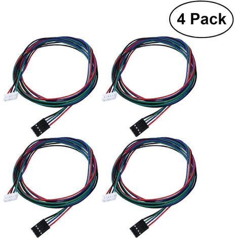 UEETEK Lot de 4 câbles bipolaires pour moteurs pas à pas, 100 cm de long, pour connecteur NEMA 17, utilisés dans les imprimantes 3D Reprap et les machines CNC. (1/4)