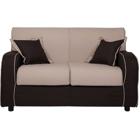 Divano sfoderabile 2 posti 146 cm PARIGI bicolore BEIGE e MARRONE (1/5)