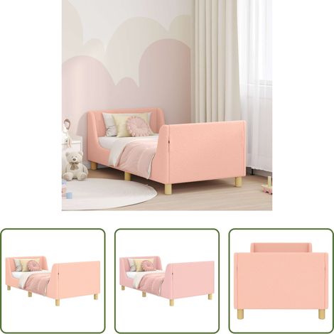 vidaXL Cadre de lit en bois - Cadre de lit pour enfants avec tête de lit Rose 80 x 160 cm (1/5)
